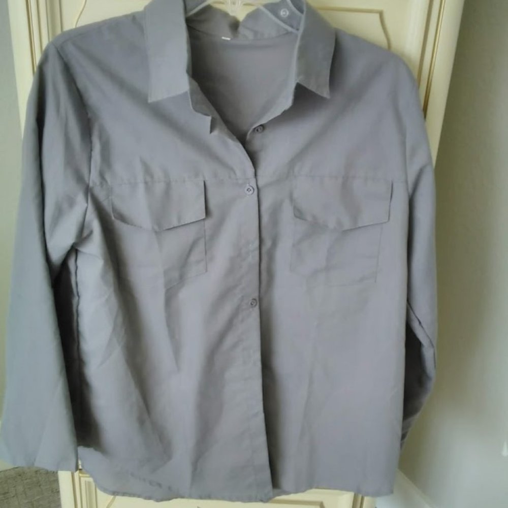 Classic Grey Button Down Blouse